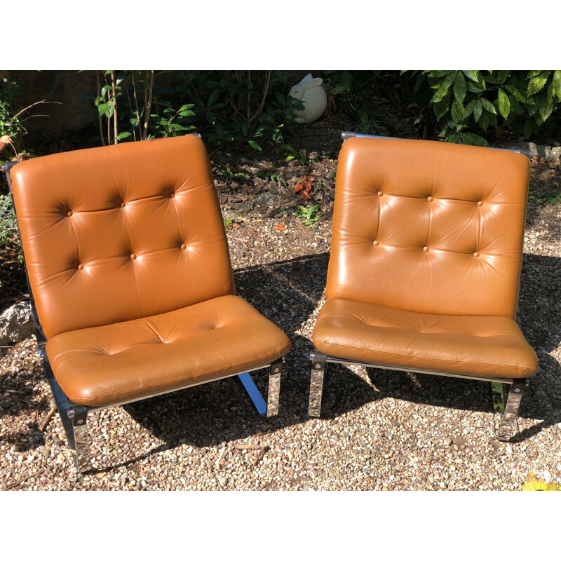 Vintage pair of armchairs by Ingmar Relling, model spring, 1960s