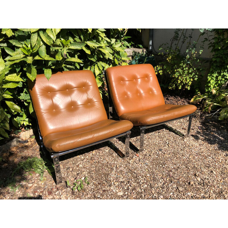 Vintage pair of armchairs by Ingmar Relling, model spring, 1960s