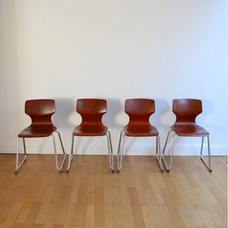 Set of 4 vintage Flötotto chairs for Pagholz