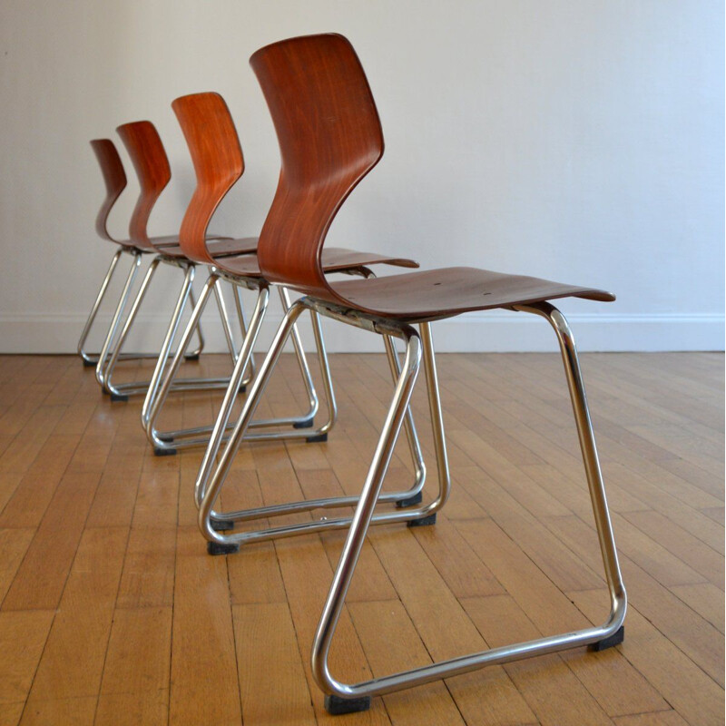 Set of 4 vintage Flötotto chairs for Pagholz