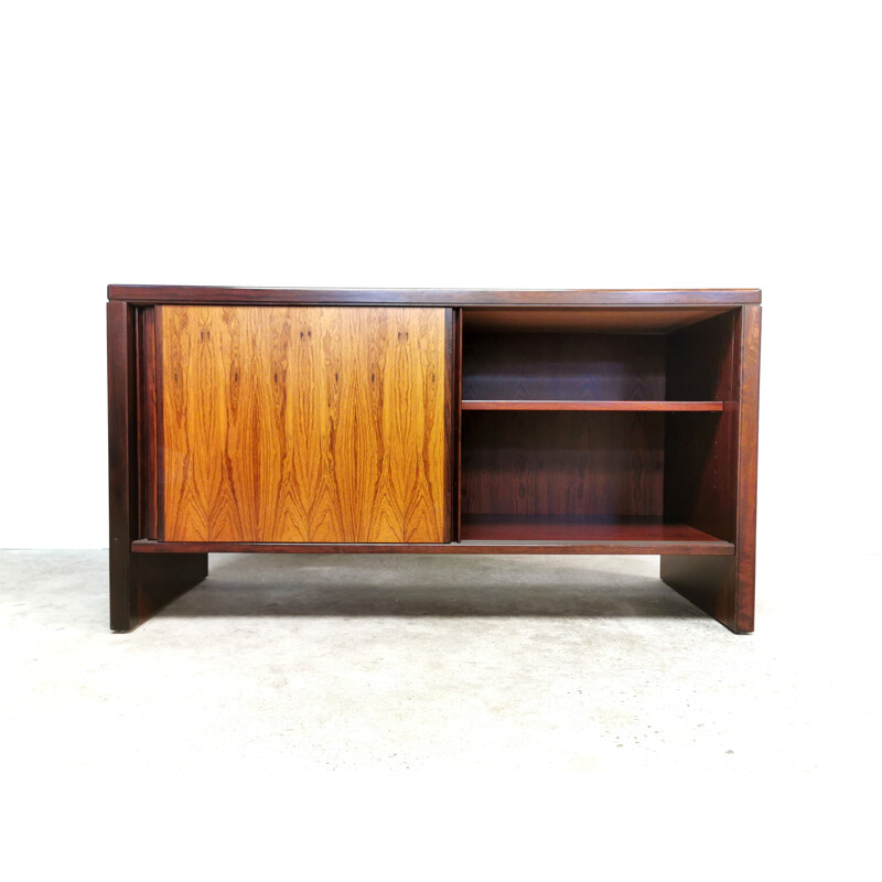 Vintage Danish Modern rosewood slide door Credenza sideboard