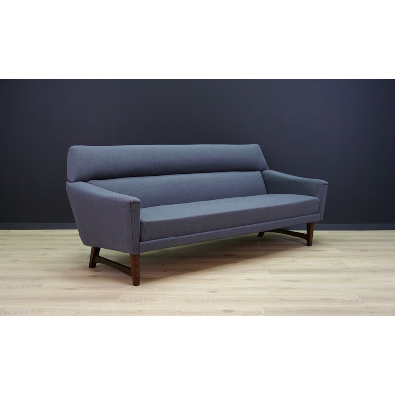 Vintage sofa in rosewood and grey fabric