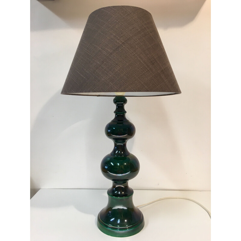 Lampe de table vintage en céramique verte