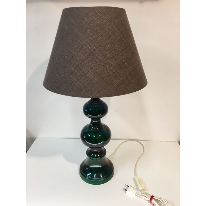 Lampe de table vintage en céramique verte