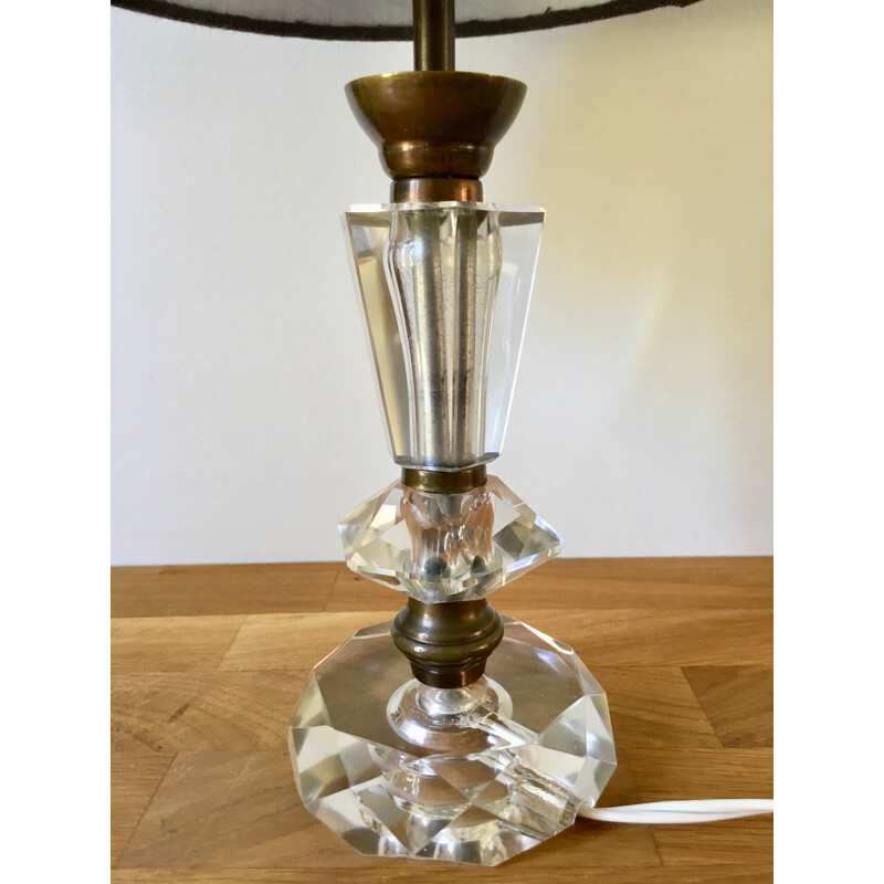 Lampe de table vintage en cristal taillé