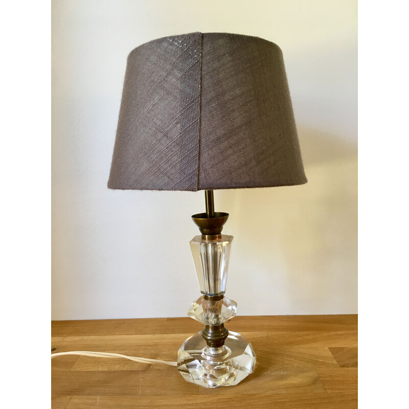 Lampe de table vintage en cristal taillé