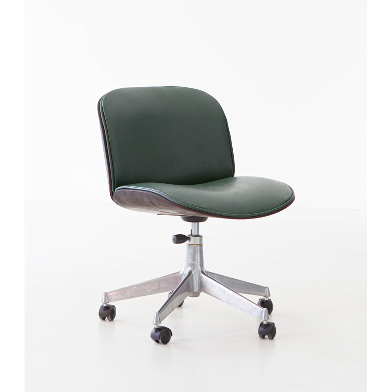Chaise de bureau en skaï vert par Ico Parisi pour MIM Roma