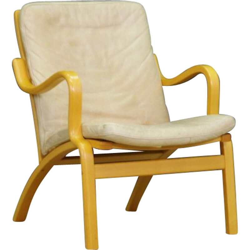 Danish armchair in beige leather by Stouby