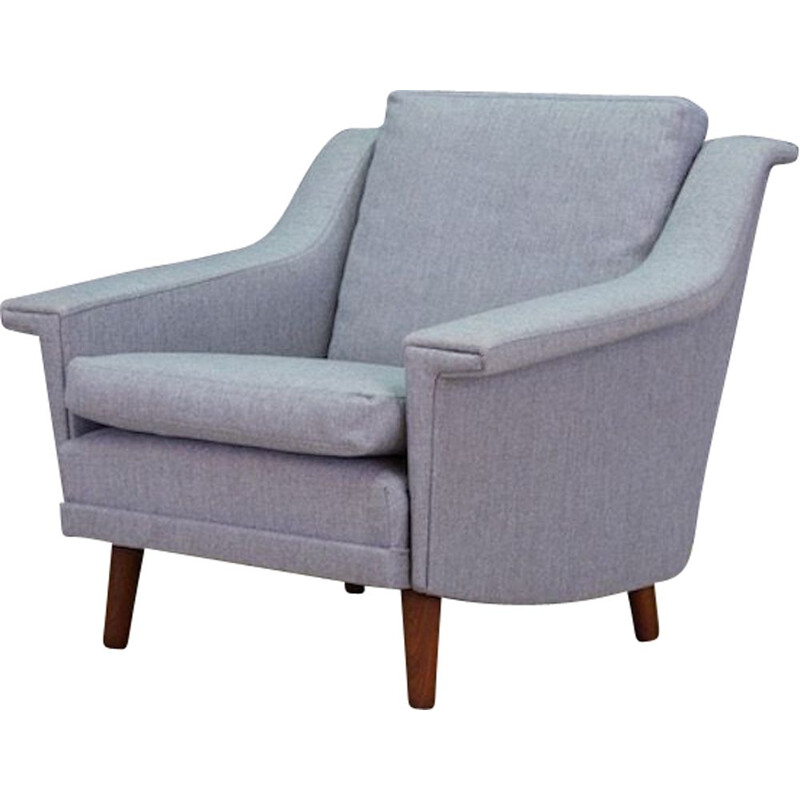 Fauteuil scandinave vintage en tissu gris