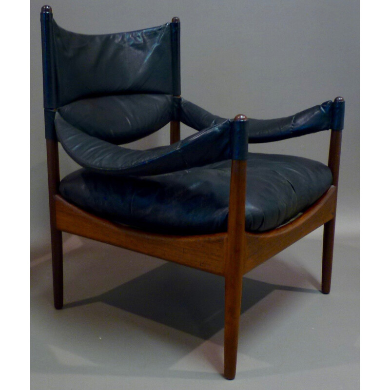 Modus armchair in leather and rosewood, Kristian Solmer VEDEL - 1960s