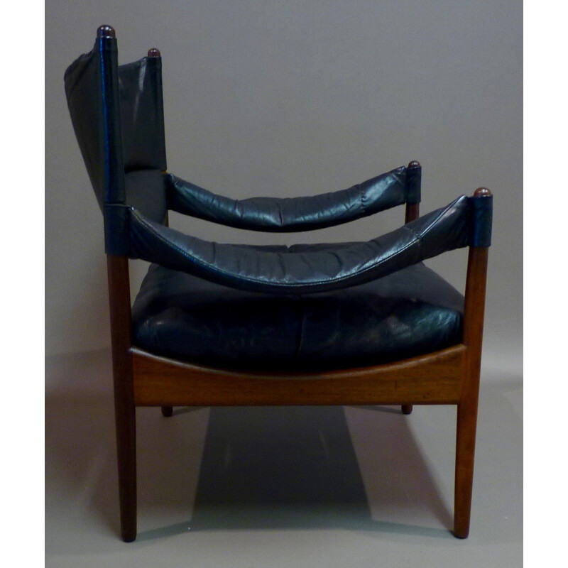 Modus armchair in leather and rosewood, Kristian Solmer VEDEL - 1960s