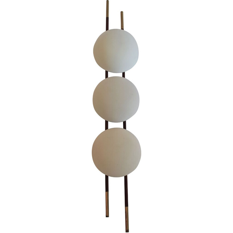 Vintage Wall lamp by Lunel with opalin glass globes, France 1950s