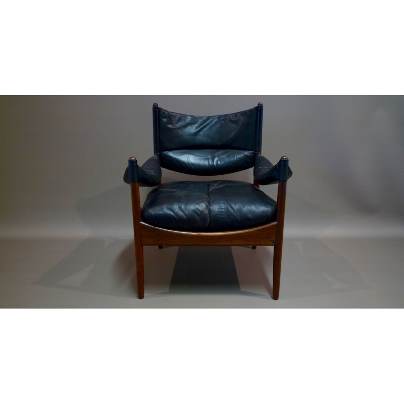 Modus armchair in leather and rosewood, Kristian Solmer VEDEL - 1960s