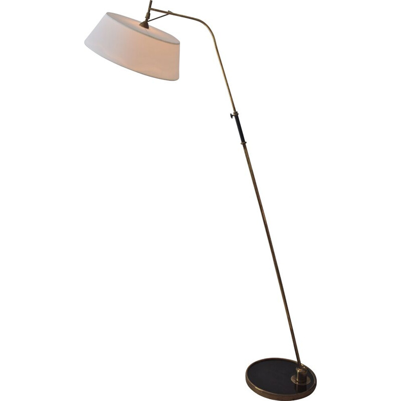 Vintage floor lamp by Lunel in brass and lacquered metal, France 1950s