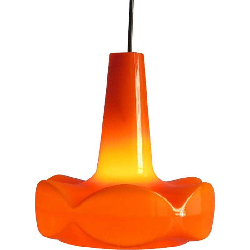 Vintage pendant light in orange opaline glass, 1960