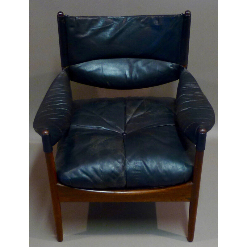 Modus armchair in leather and rosewood, Kristian Solmer VEDEL - 1960s