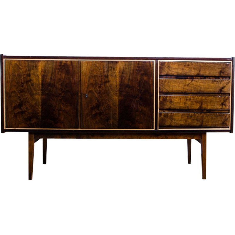 Vintage sideboard in walnut by S. Albracht for Bydgoskie Furniture Factories, 1972