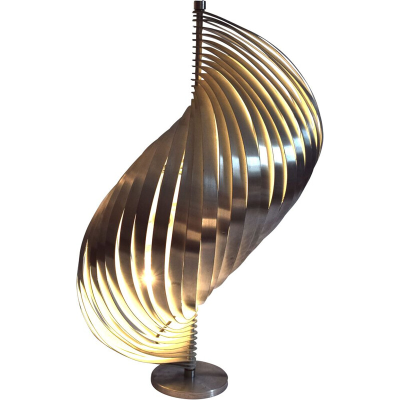 Grande lampe vintage de Henri Mathieu en aluminium brossé, 1960