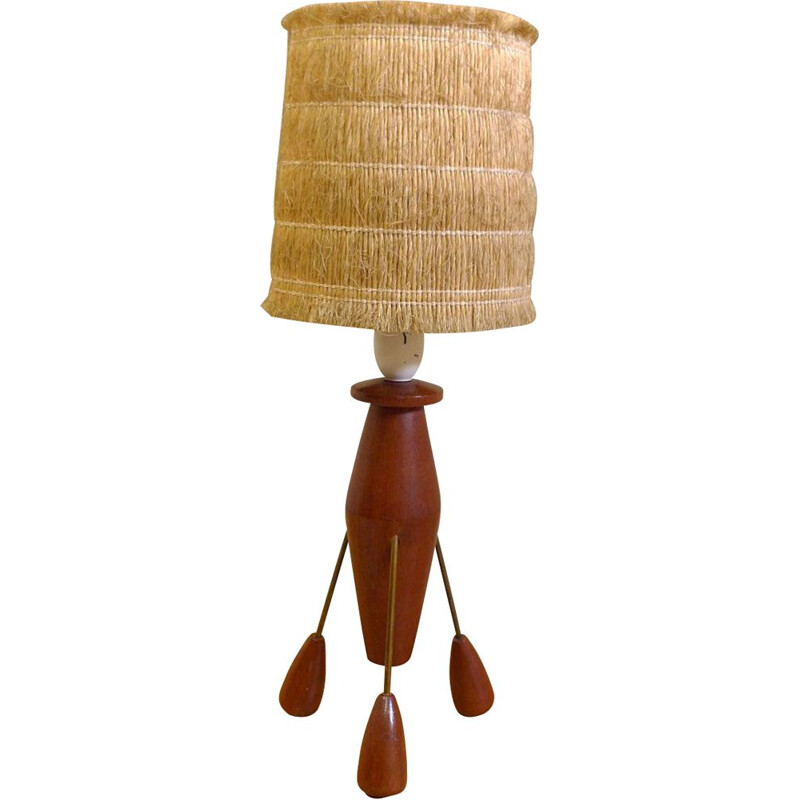 Vintage table lamp in teak and brass, 1960s
