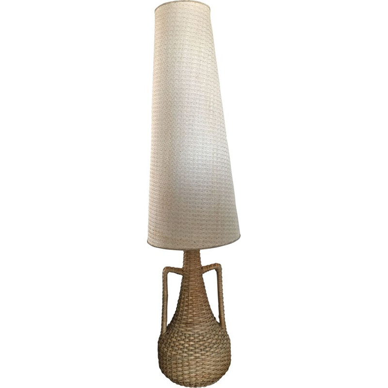 Vintage Rattan Floor Lamp, 1950s