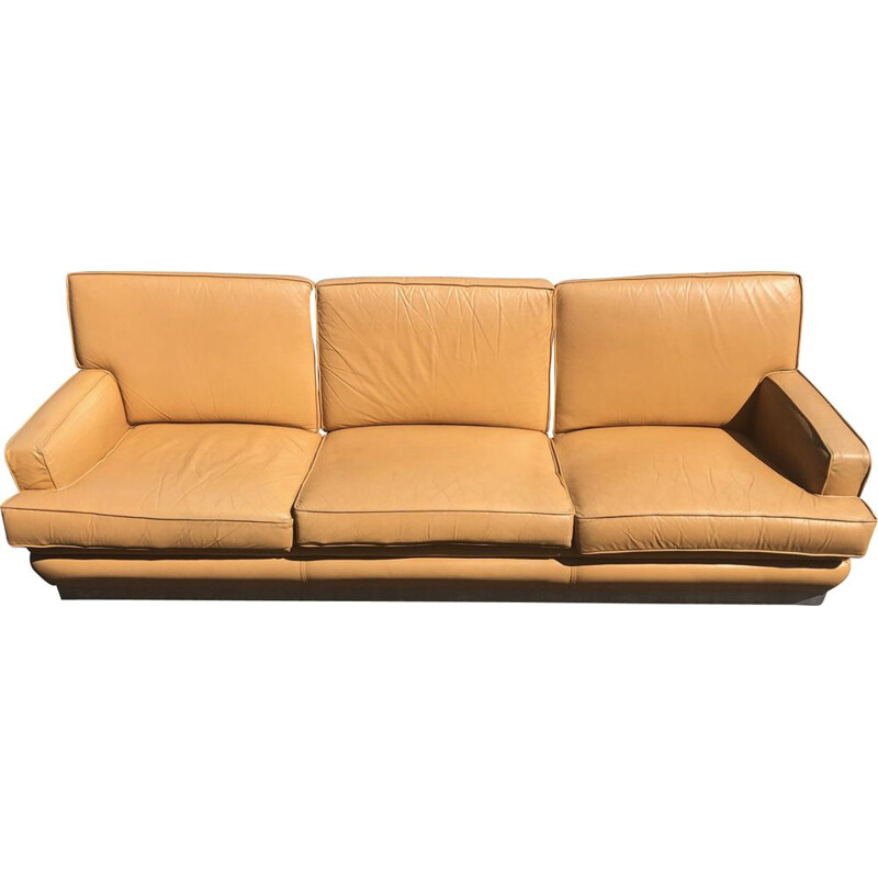 Canapé Vintage en cuir de Jacques Charpentier pour Roche Bobois, 1970 