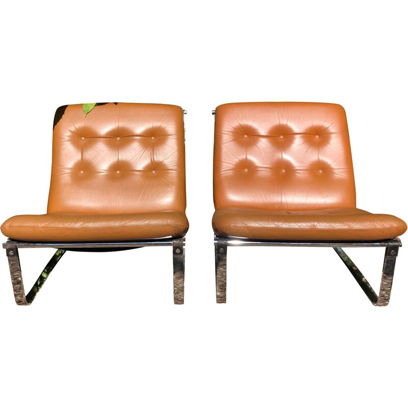 Vintage pair of armchairs by Ingmar Relling, model spring, 1960s