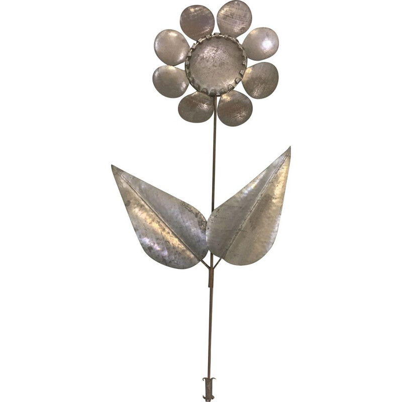 Applique vintage "fleur" en métal 1970