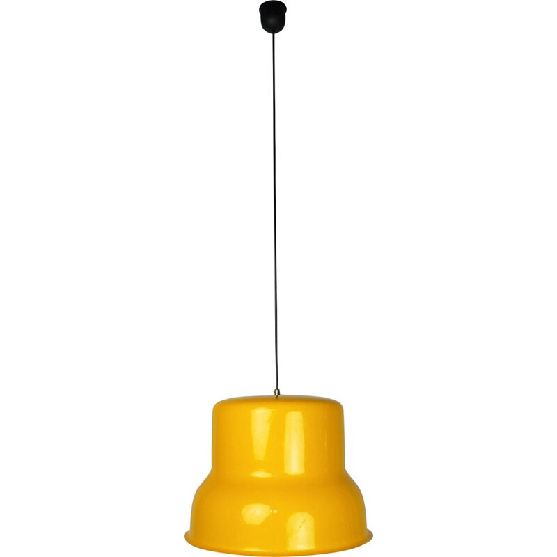 Vintage yellow aluminum hanging lamp, Denmark, 1960s