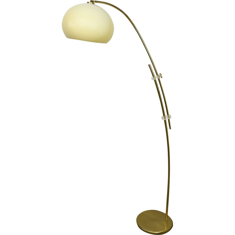 Vintage adjustable brass arc floor lamp, Germany, 1970s 