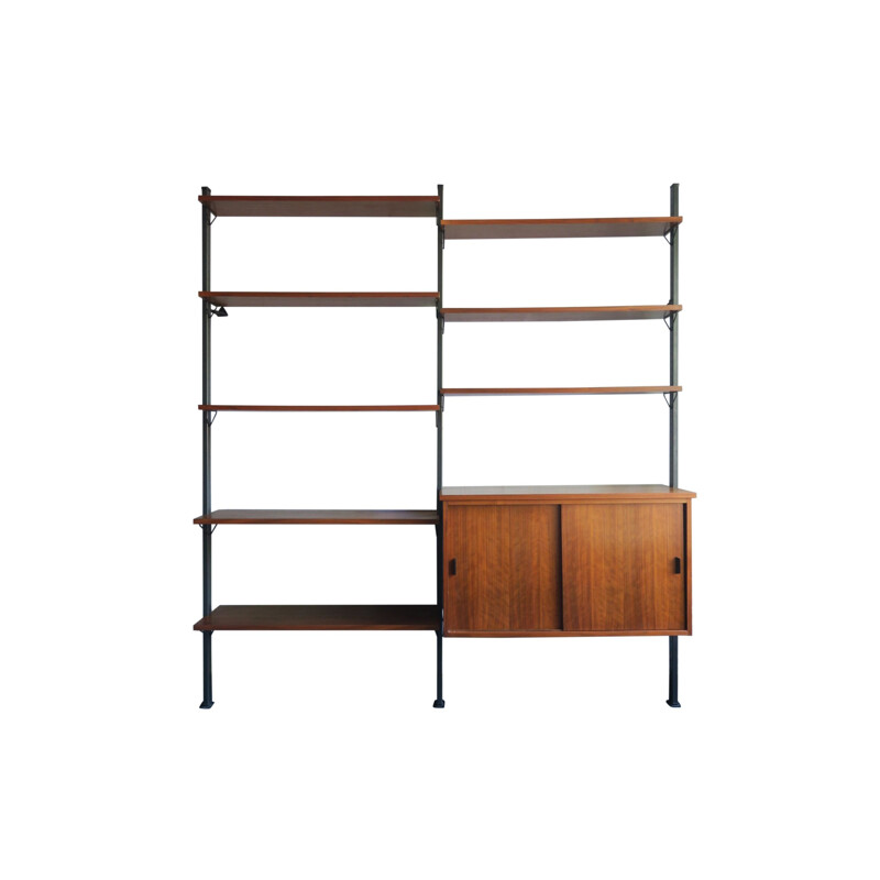 Vintage Scandinavian bookcase in Teak and Metal Modular by Olof Pira, 1960s