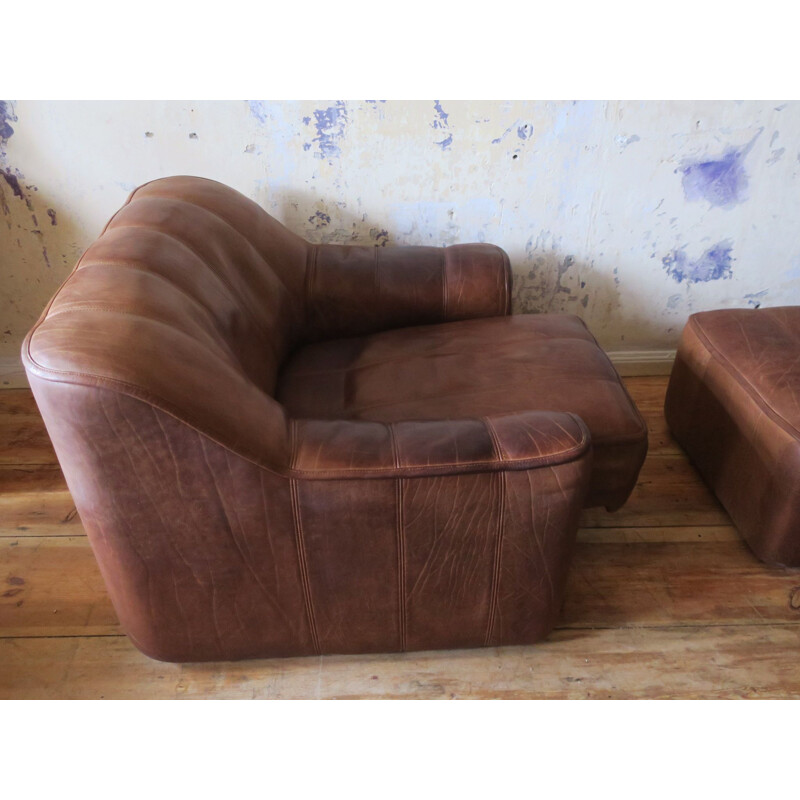 Vintage Armchair DS44 and Ottoman by De Sede, 1960s