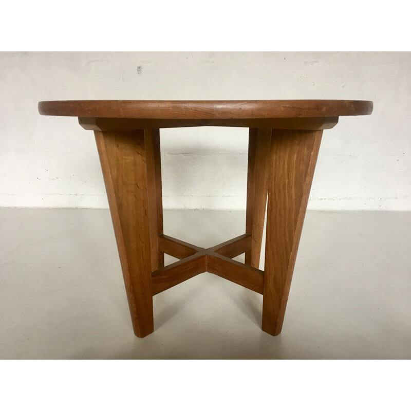 Vintage side able in oak and baketlite, France 1950s