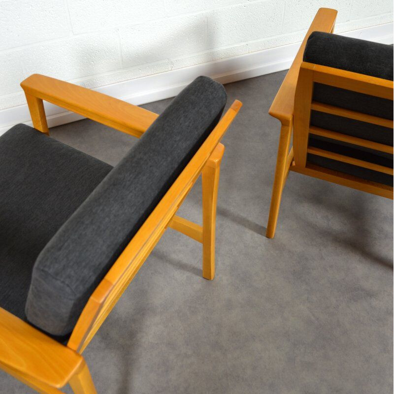 Paire de fauteuils vintage scandinave gris 1960 