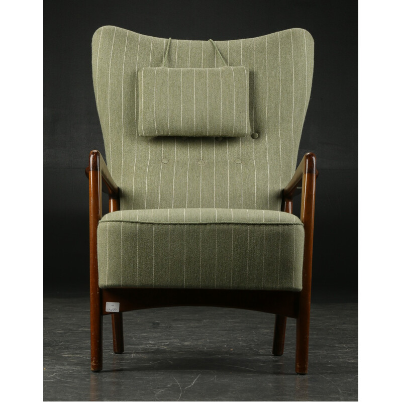 Scandinavian Fritz Hansen woollen and birch armchair - 1940s
