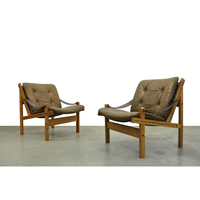 Vintage Hunter Safari Easy Chairs By Torbjørn Afdal For Bruksbo, Norway 1960s