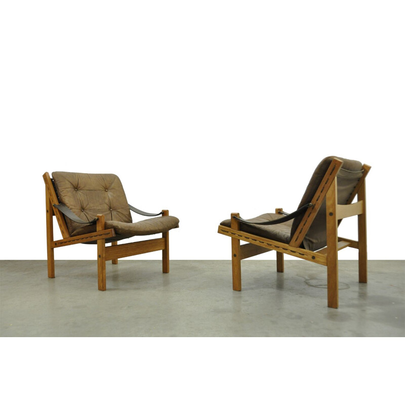 Vintage Hunter Safari Easy Chairs By Torbjørn Afdal For Bruksbo, Norway 1960s