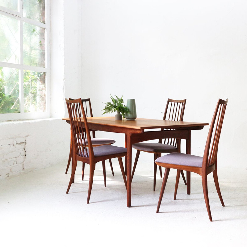 Table à repas vintage scandinave extensible en teck, 1960