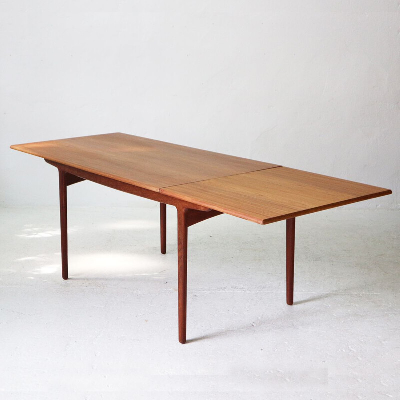 Table à repas vintage scandinave extensible en teck, 1960