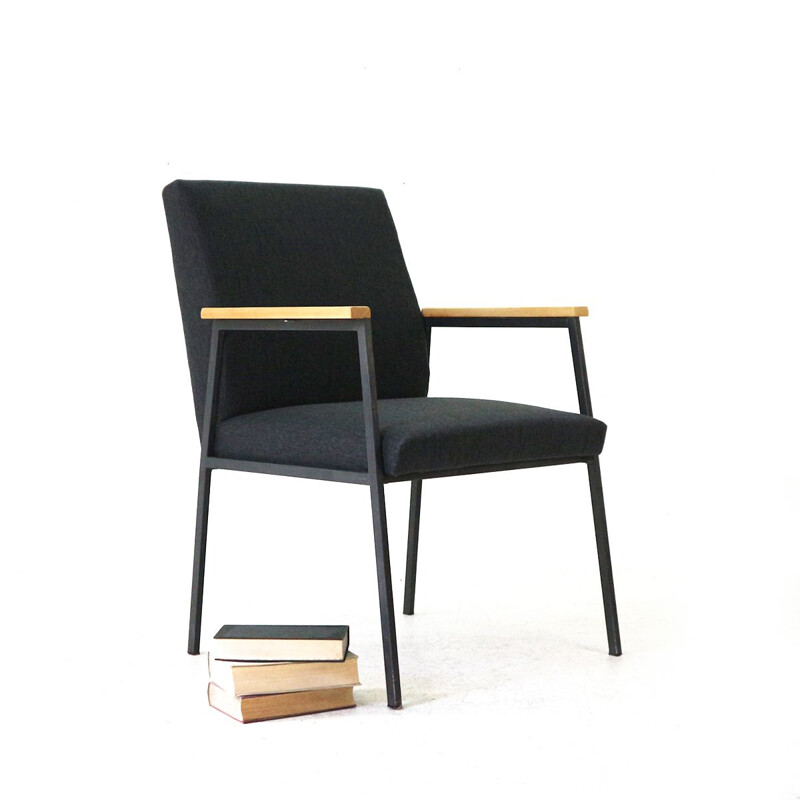 Fauteuil vintage en bois et acier, Allemagne 1960