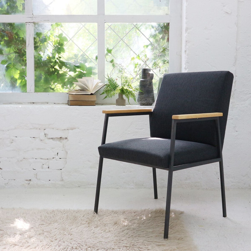 Vintage Armchair in wood and steel, Germany 1960s