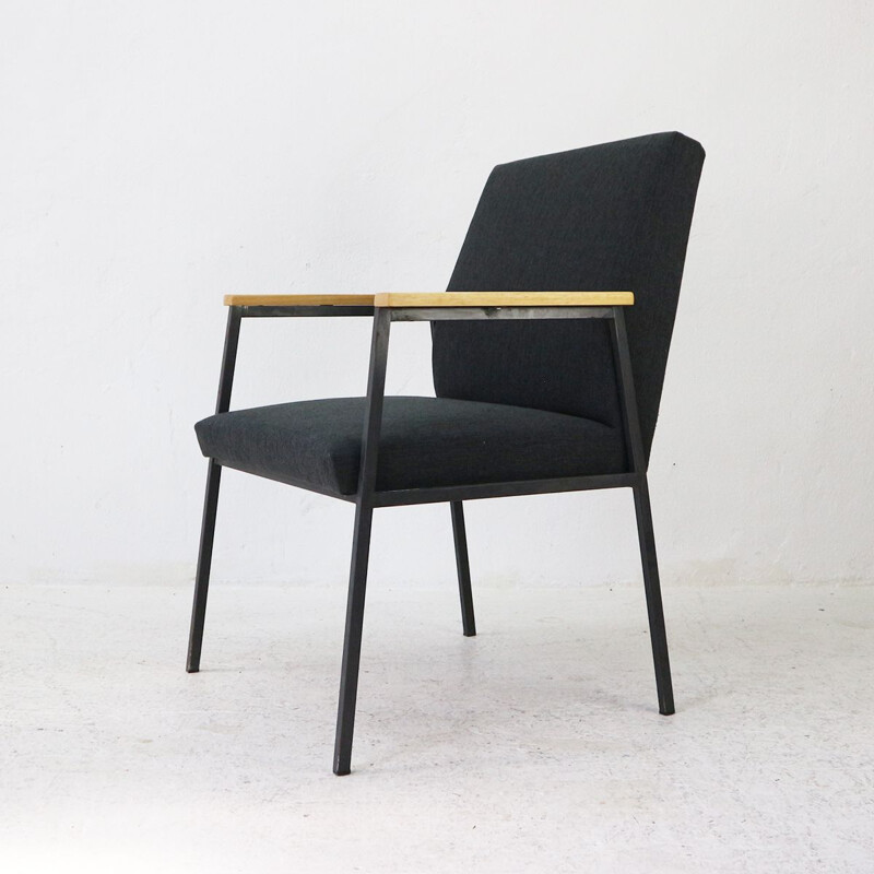 Fauteuil vintage en bois et acier, Allemagne 1960