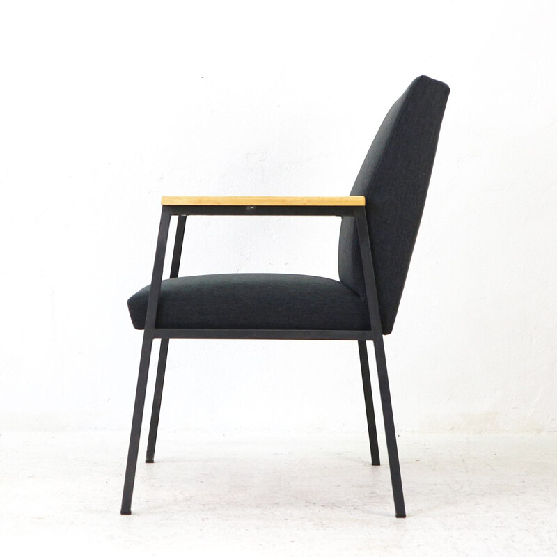 Fauteuil vintage en bois et acier, Allemagne 1960