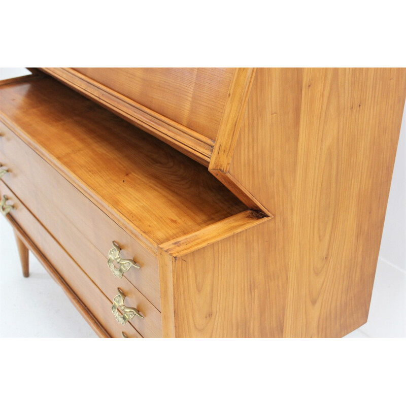 Vintage Italian secretary desk in oak Italy 1950s