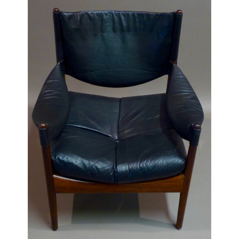 Modus armchair in leather and rosewood, Kristian Solmer VEDEL - 1970s