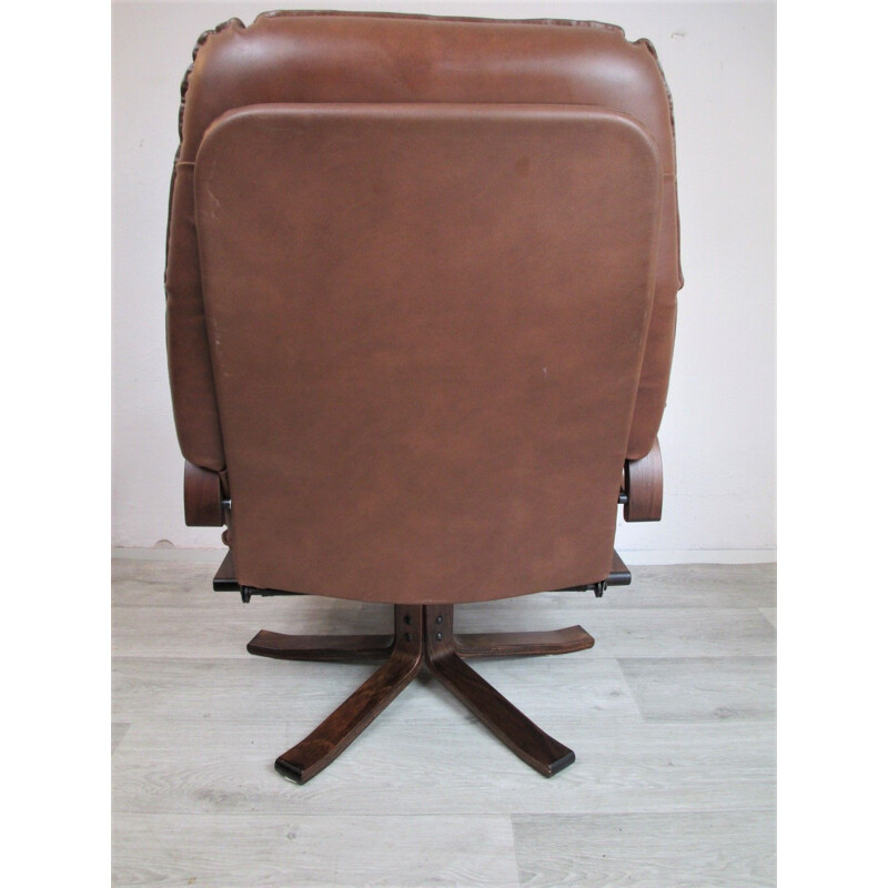 Fauteuil vintage avec ottoman par Unico, Danemark, 1970