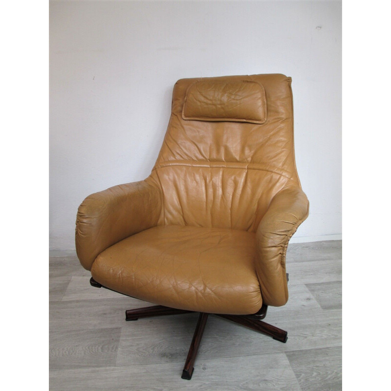 Vintage swivel Armchair in teak, Denmark, 1970s