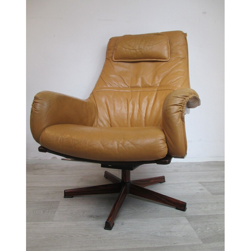 Vintage swivel Armchair in teak, Denmark, 1970s