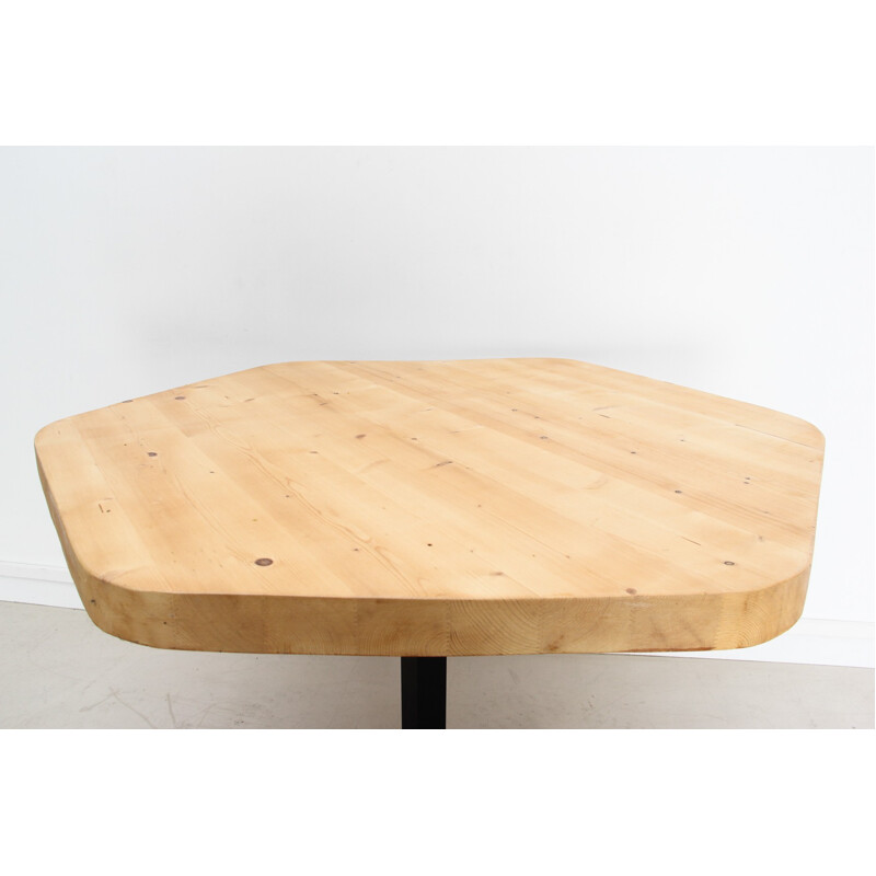 Hexagonal wooden dining table, Charlotte PERRIAND - 1960s