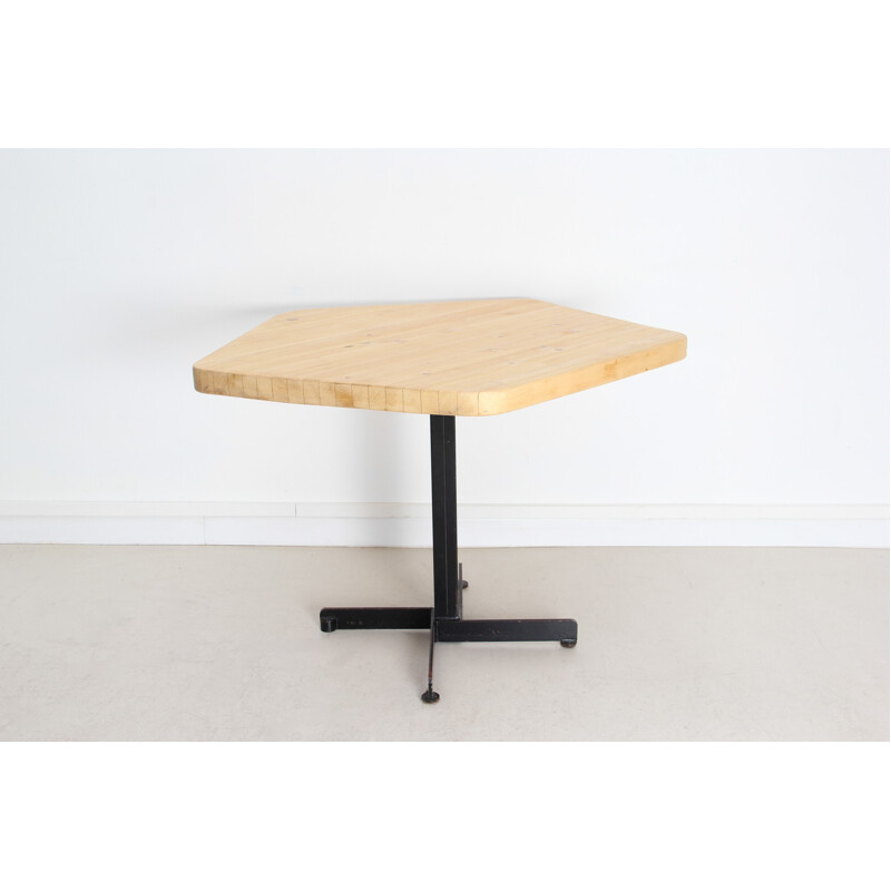 Les Arcs dining table in pinwood and metal, Charlotte PERRIAND - 1960s