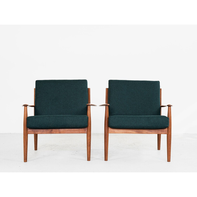 Pair of 2 vintage armchairs in teak by Grete Jalk for France & Son, 1960s